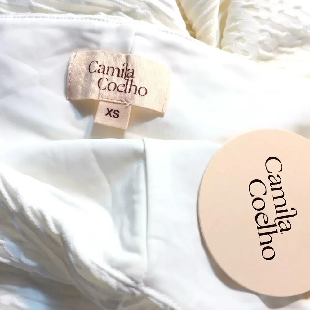 Camila Coelho Aurora Cutout Jumpsuit in White Textured Stretch Burnout REVOLVE - Picture 5 of 12